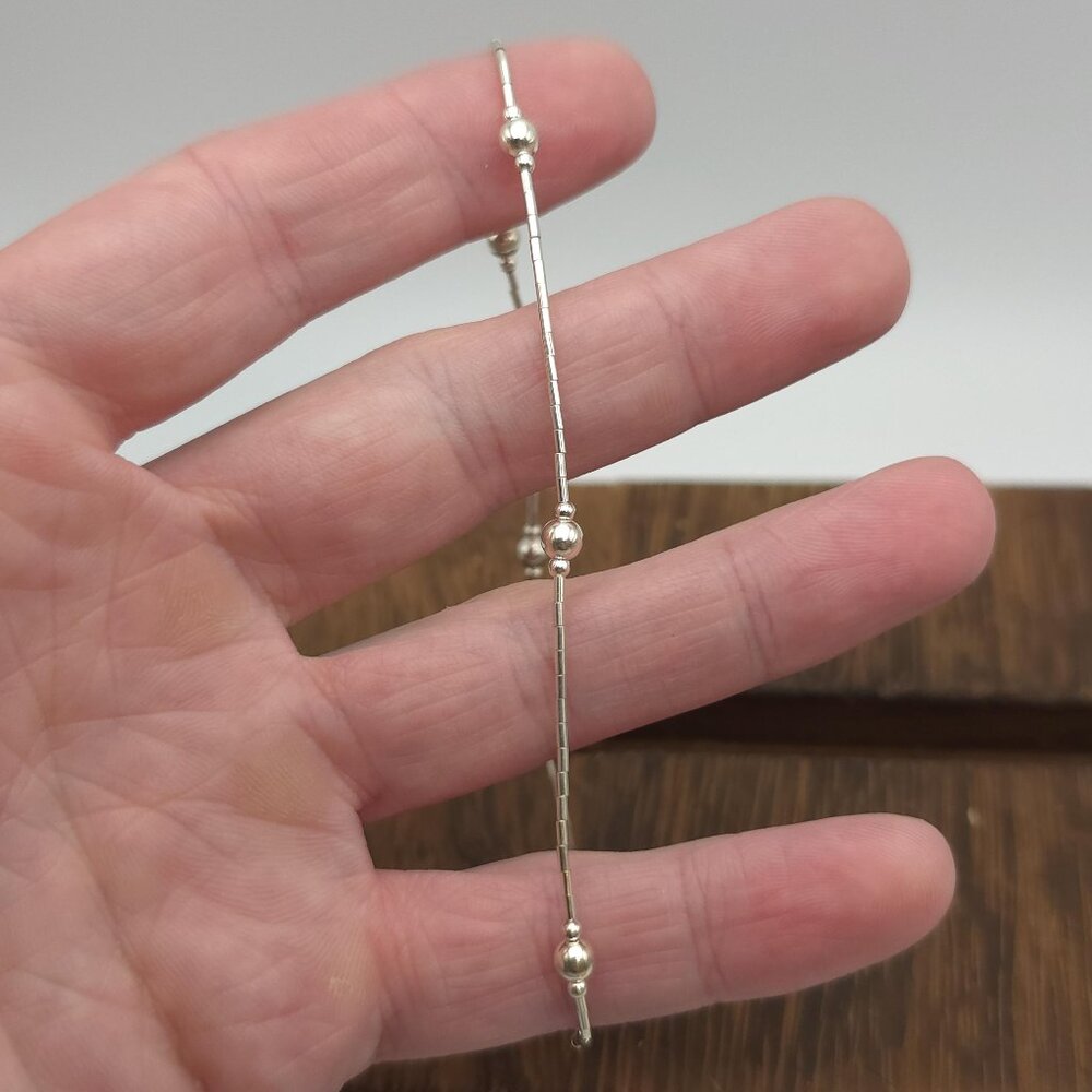 10 Inch Sterling Silver Liquid Silver Ankle Bracelet A1132